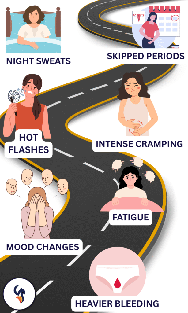 the road through perimenopause, perimenopause symptoms, managing emotions through perimenopause by Meryl Lammers