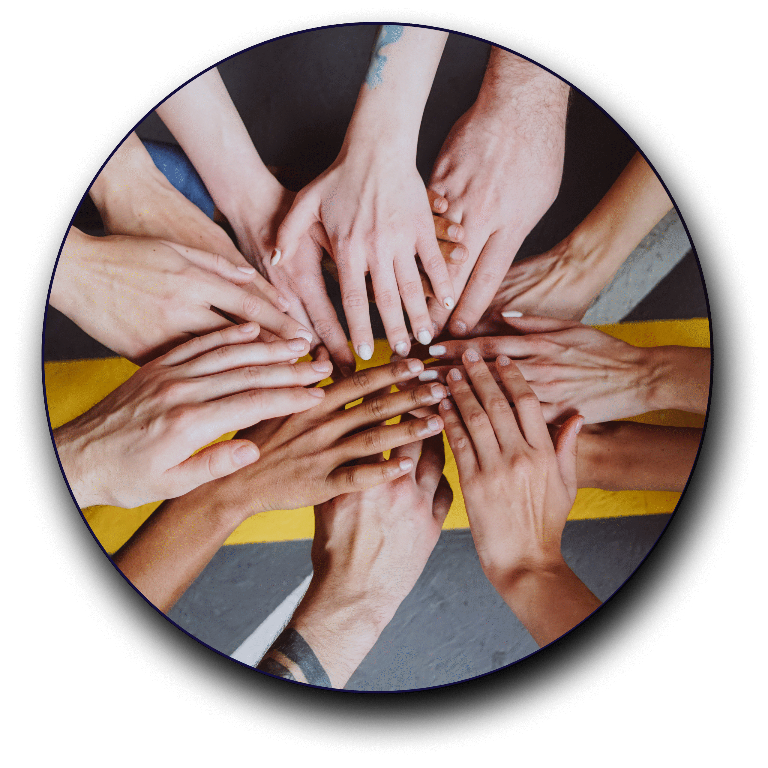 Many hands in a circle